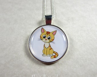 Yellow Tabby Cat Pendant, Cat Jewelry, Cat Necklace, Cat Mom Gifts, Yellow Tabby Jewelry, Yellow Tabby Necklace, Cat Lover Gifts