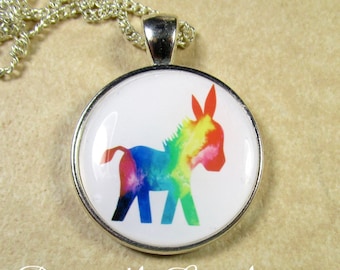 Donkey Pendant, Donkey Jewelry, Donkey Necklace, Donkey Gifts, Rainbow Donkey, Donkey Lover Gifts, Burro Pendant, Burro Necklace, Burro Gift
