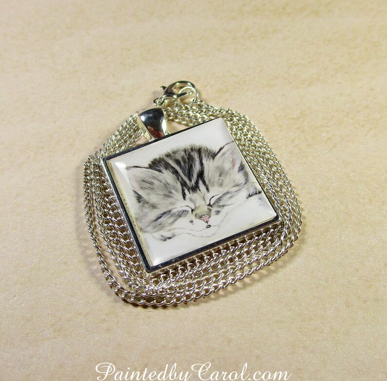 Kitten Pendant Gray Tabby Necklace Kitten Jewelry Kitten Etsy