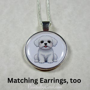 Maltese Pendant, Maltese Necklace, Maltese Jewelry, Maltese Gifts, Maltese Mom Gifts, Gifts with Maltese, Maltese Presents