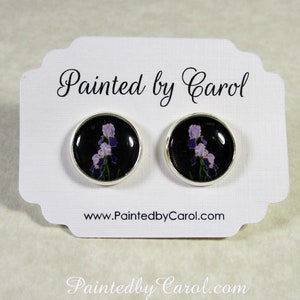 Bearded Iris Earrings, Purple Iris Jewelry, Bearded Iris Gifts, Purple Iris Studs, Bearded Iris Lever Backs, Purple Flower Jewelry image 1