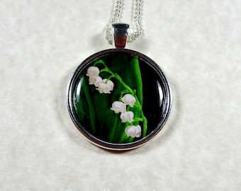 Lily of the Valley Pendant, White Lily-of-the-Valley Necklace, Lily of the Valley Jewelry, Lily Wedding Jewelry, Lily Bridal Jewelry