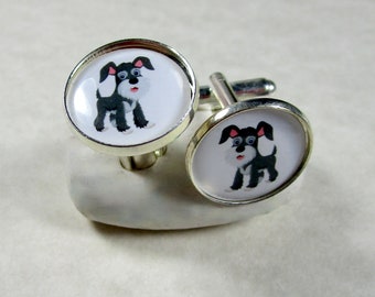 Schnauzer Heart Cufflinks, Schnauzer Mens Gifts, Schnauzer Birthday Gift, Schnauzer Groom Cufflinks, Schnauzer Bridal Gift, Fathers Day Gift