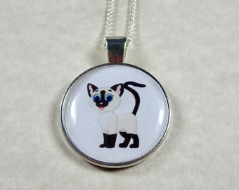 Siamese Cat Pendant, Cat Jewelry, Cat Necklace, Cat Mom Gifts, Siamese Jewelry, Siamese Necklace, Cat Lover Gifts. Siamese Pendant