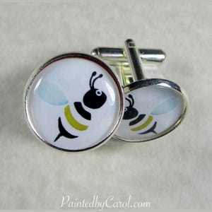 Bumble Bee Cufflinks, Bumble Bee Mens Jewelry, Bumble Bee Mens Gift, Bumble Bee Bridal Jewelry, Bumble Bee Wedding Jewelry,  Bee Grooms Gift