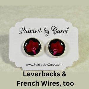 Red Orchid Earrings, Orchid Jewelry, Orchid Studs, Orchid Leverbacks, Orchid Gifts, Red Flower Earrings, Orchid Bridal, Orchid Wedding