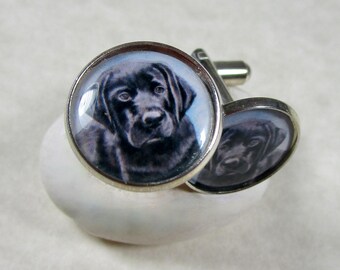 Black Labrador Retriever Cufflinks, Dog Dad Jewelry / Pet Lover Gifts for Him