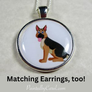 German Shepherd Cartoon Pendant, German Shepherd Necklace, German Shepherd Jewelry, Police Dog Gifts, K9 Gifts, Police Dog Jewelry