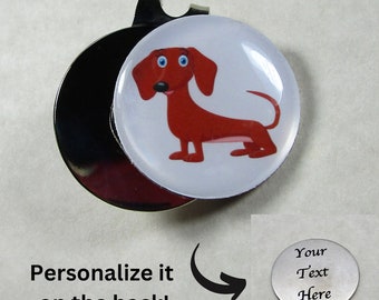 Red Dachshund Golf Ball Marker, Smooth Dachshund Gifts, Wiener Dog Dad Gifts, Red Dachshund Golf Gifts, Dachshund Father's Day Gifts