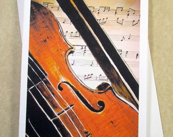 Violin Note Cards, Violin Blank Cards, Violin Stationery, Violin Gifts, Music Note Cards, Music Stationery, Music Lover Gifts