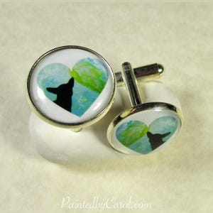 Chihuahua Heart Cufflinks, Chihuahua Gifts, Chihuahua Dad Gift, Chihuahua Cartoon Cufflink, Chihuahua Wedding, Chihuahua Bridal