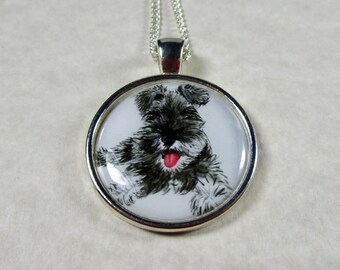 Gray Schnauzer Pendant, Gray Schnauzer Necklace, Gray Schnauzer Jewelry, Schnauzer Gifts, Schnauzer Birthday Gifts, Schnauzer Christmas Gift