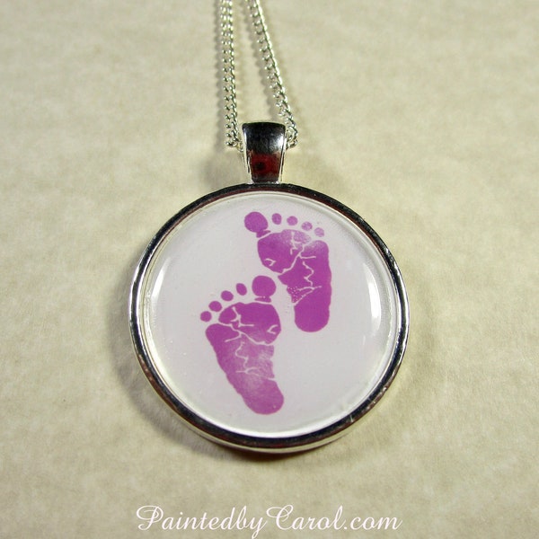 Pink Feet Pendant, Pink Feet Necklace, Pink Feet Jewelry, Baby Girl Necklace, Gender Reveal Gifts, Baby Girl Pendant, Pink Feet Gifts