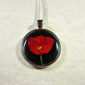 Poppy Pendant, Red California Poppy Jewelry, Poppy Necklace, Poppy Gifts, Poppy Wedding Jewelry, Poppy Bridal Jewelry, Mothers Day Gifts
