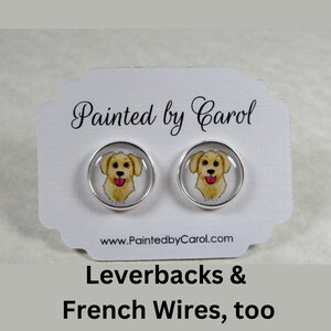 Golden Retriever Cartoon Earrings, Golden Retriever Jewelry, Golden Retriever Gifts, Golden Retriever Studs, Golden Retriever Lever Backs