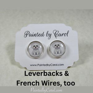 Maltese Earrings, Maltese Jewelry, Maltese Gifts, Maltese Studs, Maltese Leverbacks, Maltese Wires, Maltese Mom Gifts, Maltese Presents