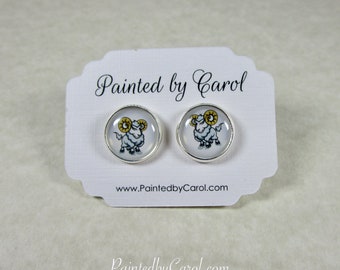 Rams Earrings, Rams Jewelry, Rams Gifts, Rams Fan Gifts, Rams School Mascot Gifts, Rams Studs,  Rams Leverbacks, Rams Mom Gifts