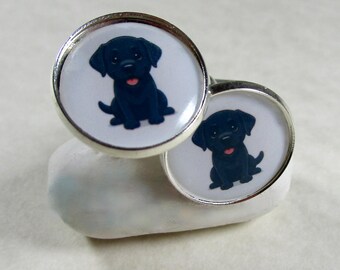 Black Labrador Retriever Cufflinks, Lab Dad Mens Jewelry / Pet Dog Lover Gifts For Him