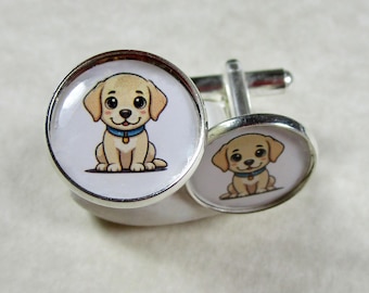 Yellow Labrador Retriever Cufflinks, Lab Dad Mens Jewelry / Pet Dog Lover Gifts For Him