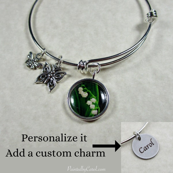 Lily of the Valley Bangle, Lily of the Valley Bracelet, Lily of the Valley Jewelry, Lily of the Valley Expand It, May Birthday Gift