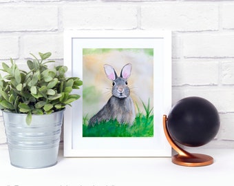 Bunny Rabbit Print, Bunny Giclee Print, Rabbit Painting, Bunny Home Decor, Cottontail Art, Nursery Art, Nursery Decor