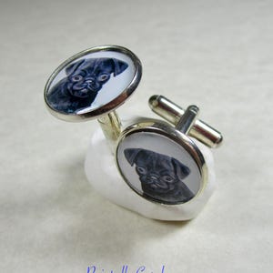 Black Pug Cufflinks, Dog Dad Mens Jewelry / Pet Lover Gifts for Him image 3