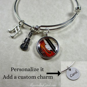 Violin Bangle Bracelet, Violin Jewelry, Violin Bracelet, Violin Gift, Music Bracelet, Music Lover Gift, Orchestra Bracelet, Violin Expand It