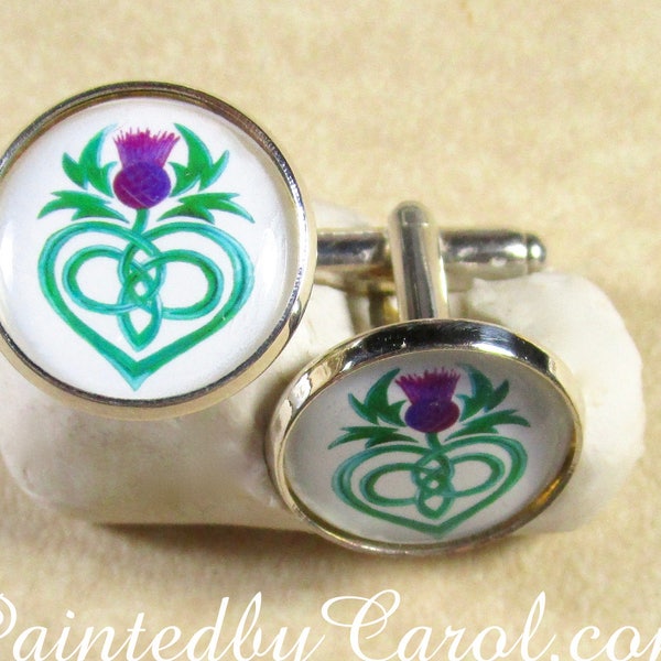 Celtic Thistle Cufflinks, Celtic Thistle Mens Gifts, Celtic Thistle Wedding Cufflinks, Celtic Thistle Grooms Cufflinks, Thistle Gifts