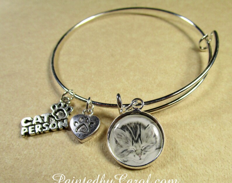 Kitten Bangle Bracelet Cat Jewelry Kitten Jewelry Cat Etsy