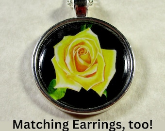 Yellow Rose Necklace, June Birthday Pendant / Flower Jewelry Gifts