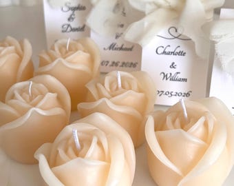 Personalized Rose Candle Wedding Favor | Handmade Soy Wax Bridal Shower Gift |Candle Guest Gift |Custom Wedding Table Decor |Bridesmaid Gift