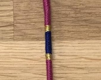 41cm Festival hair braid - handmade cotton - 16 inches (41cm) pink and blue