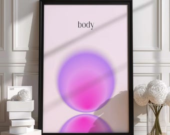 Poster con sfera sfumata viola e rosa / Stampa artistica astratta minimalista moderna / Regalo di alta qualità / Design unico fatto a mano / Opera d'arte personalizzata