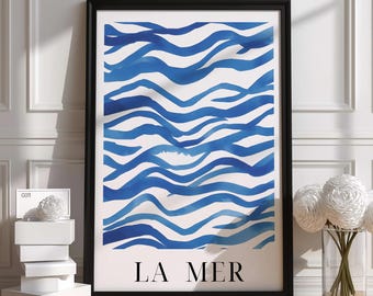 Blue Wave Watercolor Print | Ocean Abstract Poster | Modern Nautical Art Decor | Premium Quality Gift | Unique Handmade Design