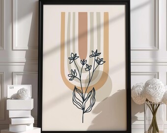 Stampa artistica botanica / Poster floreale minimalista / Design astratto moderno / Regalo di alta qualità / Design unico realizzato a mano