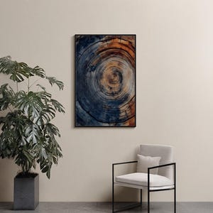 Levendig jungleblad met kleurrijke bergachtergrond - gedurfde tropische bladeren - abstracte natuurlandschapskunst aan de muur | Cadeau van topkwaliteit