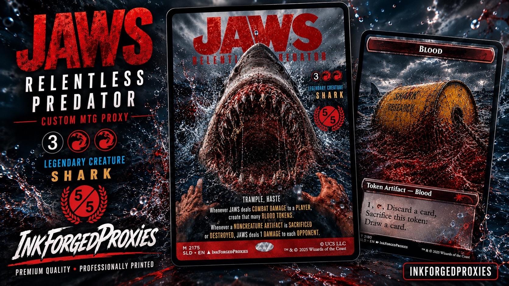 JAWS Relentless Predator - Foil Custom MTG Proxy Card - Etsy