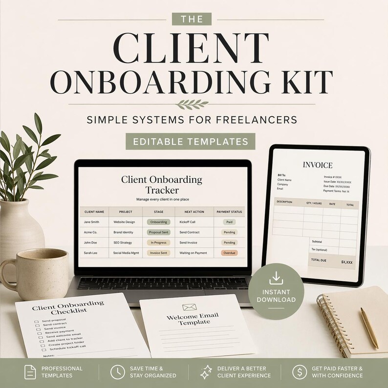 Freelancer Client Onboarding Kit | Invoice, Tracker, Welcome Email ...