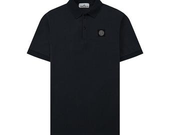 Polo de algodón Stone Island para hombre, manga corta, estilo casual y con parche de logo minimalista.