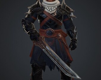 Orientalisk fantasikrigare MMORPG-fighter, miniatyrsvärd, soldatstaty, bordsspelfigur, design