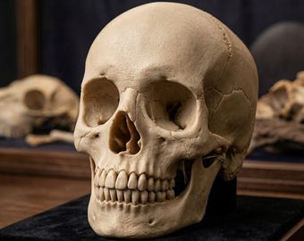 Hyperrealistisk replika av mänsklig skalle, anatomisk modell för konstnärer, professionell referensskulpturdesign