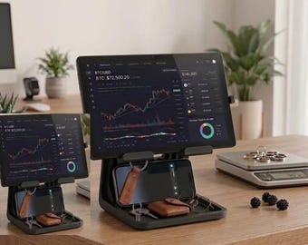 Modulärt surfplatteställ med fack för allt: Kryptoskrivbordsorganisatör, minimalistisk kontorsstation