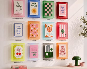 Cadre flottant en acrylique coloré, porte-affiche moderne décor dopamine