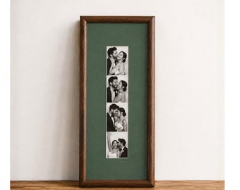 Massivholz-Fotoautomat, Bilderrahmen aus grünem Passepartout, Walnuss-Fotoautomat