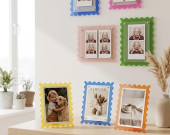 Wellenförmiger Acryl-Fotorahmen, transparentes Y2K-Kunstdisplay, Schreibtisch- und Regaldekoration