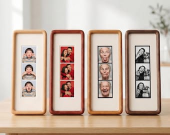 Cornice per photobooth per stampe a strisce fotografiche, espositore fotografico in legno fatto a mano, regalo di anniversario di matrimonio per coppie, ricordo prezioso