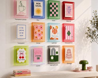 Kleurrijke zwevende lijst van acryl, moderne posterhouder met dopaminedecor