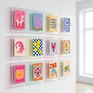 Colorful Acrylic Floating Picture Frame, Dopamine Decor Clear Modern Poster Frame for Art Prints, Photos image 5