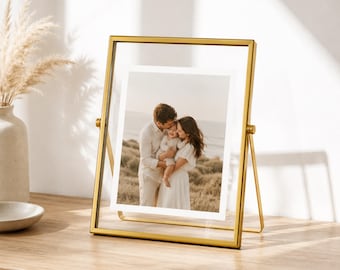 Schwebender Glas-Fotorahmen, Metallrahmen, Gold, Silber, Schwarz, Roségold