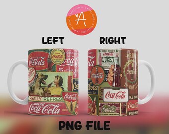 Coca-Cola Mug Sublimation, Coca-Cola Mug Wrap, 11oz Design, 11oz Mug, PNG FILE, Instant Download